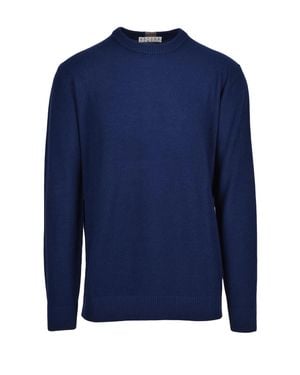 Cashmere Company Extrafine Merino Wool Crew Neck Sweater - Blue