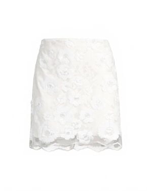 MILLY Kristina Floral Cascading Sequins Skirt - White