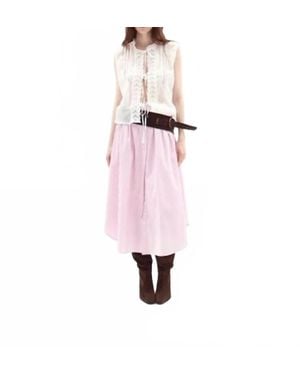 DELUC Chania Pinstriped Midi Skirt - Pink