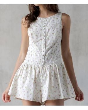 Storia Floral Button-Down Romper - Gray