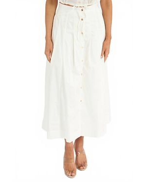 Karina Grimaldi Eden Solid Button Down Skirt - White