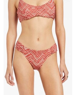 Jets by Jessika Allen Bonita Ruched Hipster Swim Bikini Bottom - Red