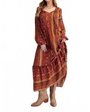 Easel Floral Printed Tiered Maxi Dress