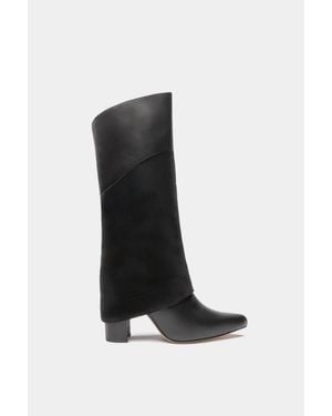 Dante Shoes Leather Tall Overlay Boots - Black