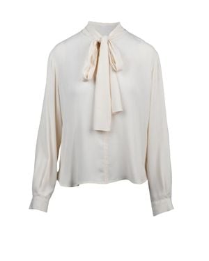 Seventy Chiffon Tie-Neck Silk-Blend Blouse - White