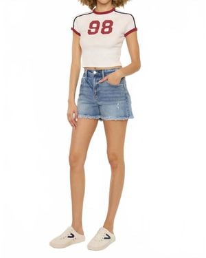 Kancan Cosmic High Rise Mom Shorts - Blue