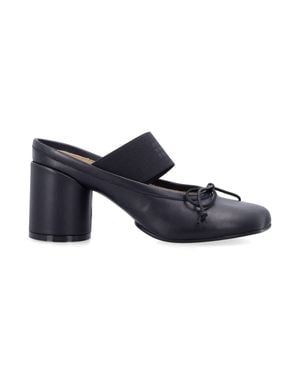 MM6 by Maison Margiela Leather Slingback Block Heel Pumps - Blue