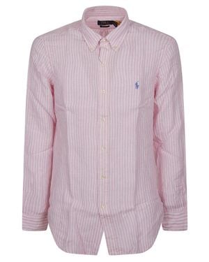 Polo Ralph Lauren Linen Striped Casual Shirt - Purple