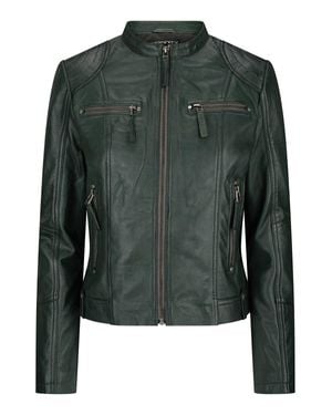 TruClothing Real Leather Slim Fit Soft Zip Biker Style Jacket - Green
