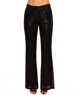 Ramy Brook Olivian Beaded Sequin Flare Pant - Black