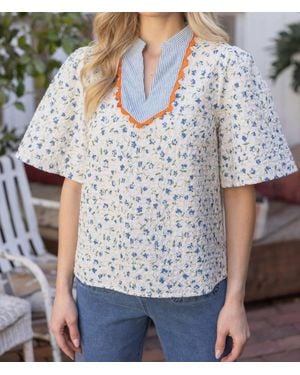 Voya Peighton V-Neck Top - Gray