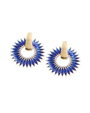 SOH Embellished Circular Drop Earrings - Blue