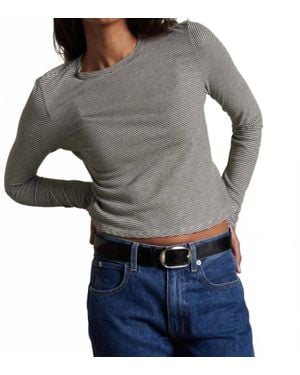 PERFECTWHITETEE Jamie Striped Tee - Gray