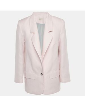 The Mannei Linen Single Breasted Oversized Volterra Blazer - Pink