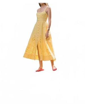 Moon River Sleeveless Eyelet Midi Dress - White