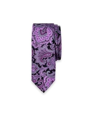Paul Fredrick Paisley Italian Printed Silk Tie - Purple