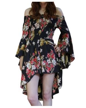 Angie Floral Walk Through Romper - Black