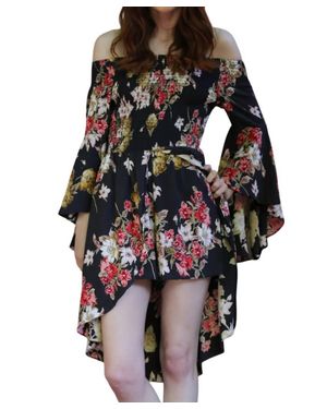 Angie Floral Walk Through Romper - Black
