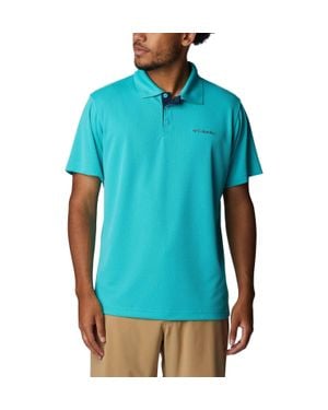 Columbia Utilizer Ii Polo Shirt Bright Aqua Short Sleeve Fts1632 - Blue