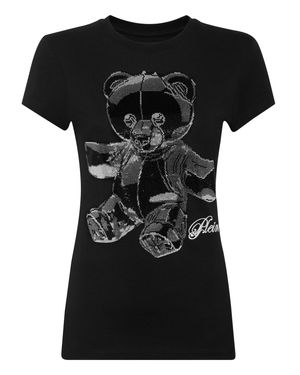 Philipp Plein Cotton Sexy Pure Fit T-Shirt Teddy Crystal - Black