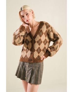 TRUEDAMES Champagne Coast Sweater Cardigan - Brown