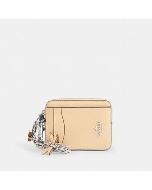 COACH Zip Card Case With Bows - Natural