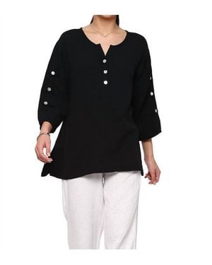 parsley & sage Nina Cotton Gauze Top - Black