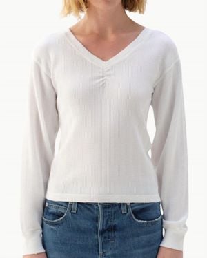 AMO Beau Waffle Knit Top - White