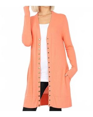 Zenana Full Sleeve Long Snap Cardigan - Orange