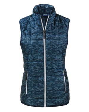 Cutter & Buck Rainier Primaloft Eco Insulated Full Zip Printed Puffer Vest - Blue