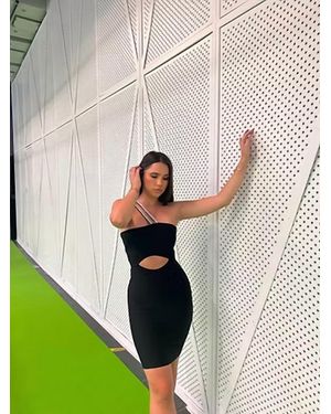 F p Bodycon Dress With Rhinestone Strap - Natural