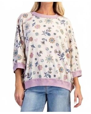Easel Oversized Waffle Knit Top - Blue