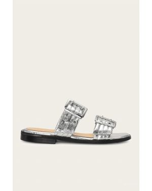 Ganni Feminine Buckle Two Strap Sandal - White