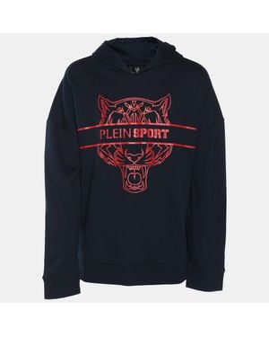 424 Plein Sport Jersey Tiger Print Hoodie - Blue