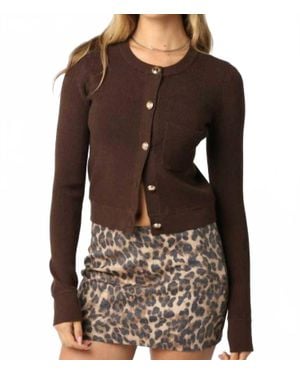 Olivaceous Taryn Knit Button Top - Brown