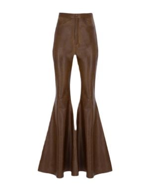 Zeynep Arcay Flare Leather Pants - Brown