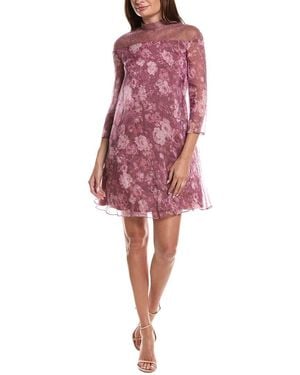 Rene Ruiz Chiffon Band Collar Trapeze Gown - Red