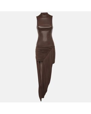 Chats by C.Dam Chats By C. Dam Mesina Stretch Twill And Crepe Knit Draped Long Dress - Brown