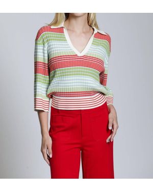 Apny Ribbed Stripe Polo - Red