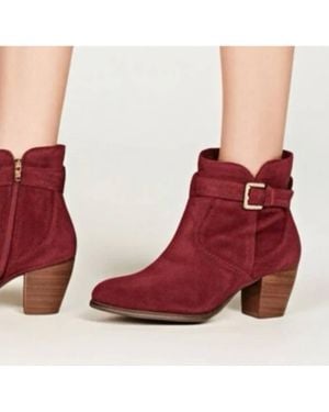 Diba True Sleek Suede Leather Bootie - Red