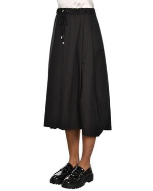 Gran Sasso Voluminous Midi Skirt With Gathered Waistband - Black