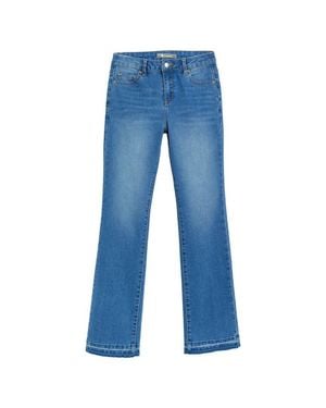 Tractr Jeans Five Pocket Basic Bootcut Pant With Fray Hem - Blue