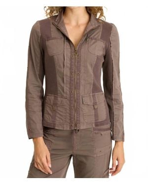 XCVI Murphy Poplin Fitted Zip-Up Jacket - Brown