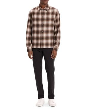 Theory Plaid Button Down Overshirt - Black