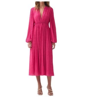 Aje. Genevieve Pleated Midi Dress - Pink