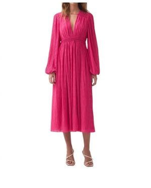 Aje. Genevieve Pleated Midi Dress - Pink