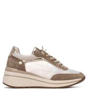 Xti Casual Suede Wedge Sneakers - Natural