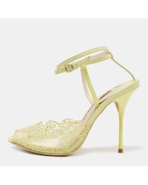 Sophia Webster Leather And Lace Print Pvc Peep Toe Ankle Strap Sandals - Metallic