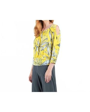 Clara Sunwoo Open Shoulder Blouson Waist Top - Yellow