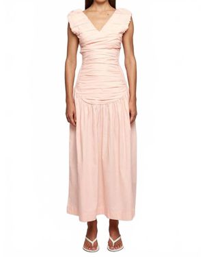 SWF Ruched Low Hem Midi Dress - Pink
